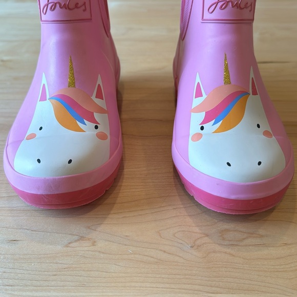 Girls Joules Pink Unicorn Rain Boot Wellies in size 2 🦄 Short Unicorn Boots - Picture 2 of 11